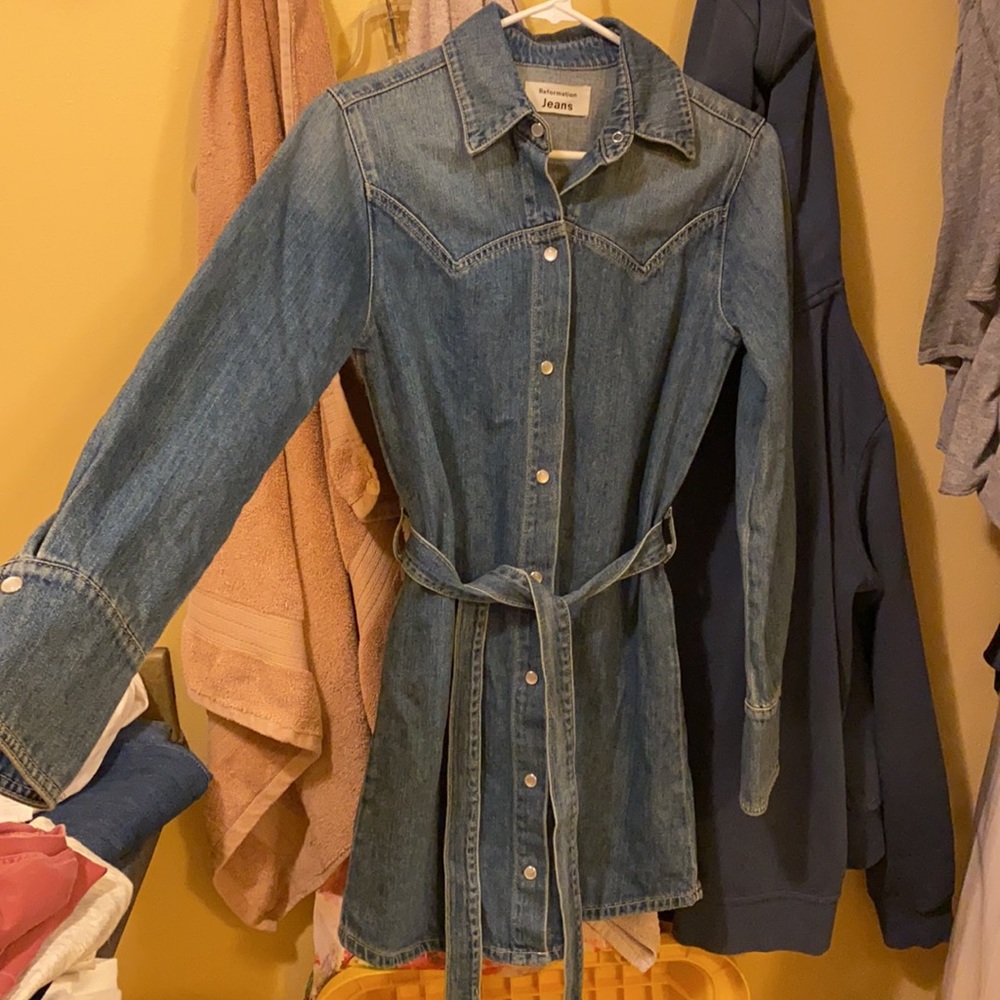 NWOT Reformation western denim dress - Picture 6 of 6